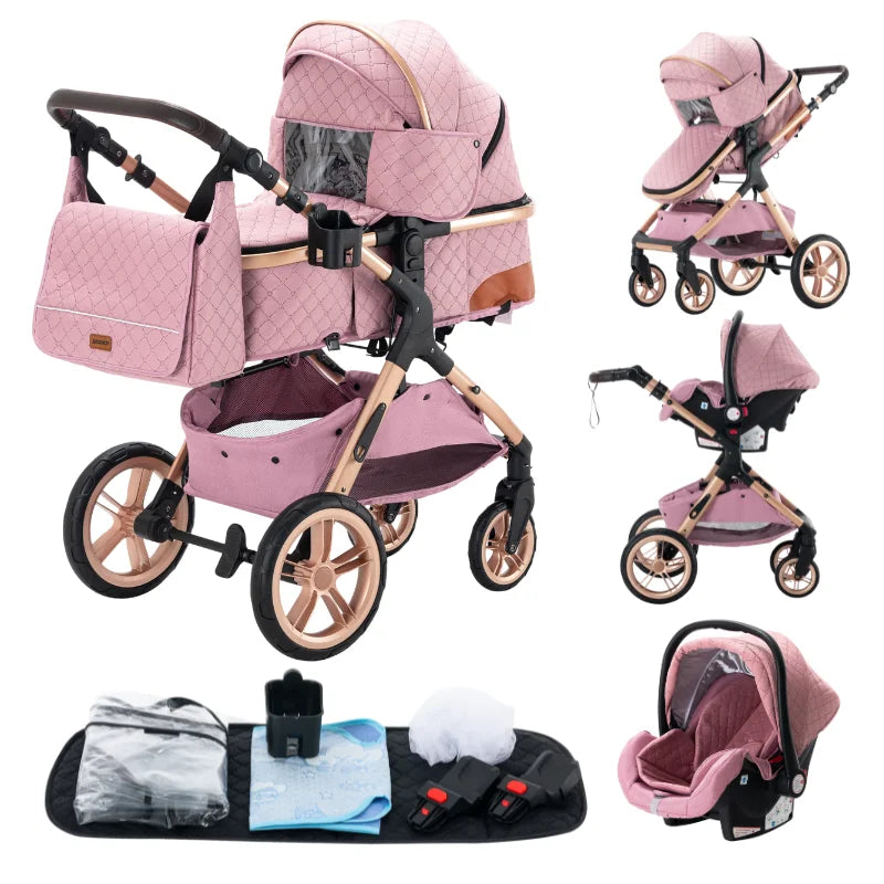 Poussette 3 en 1 Rose